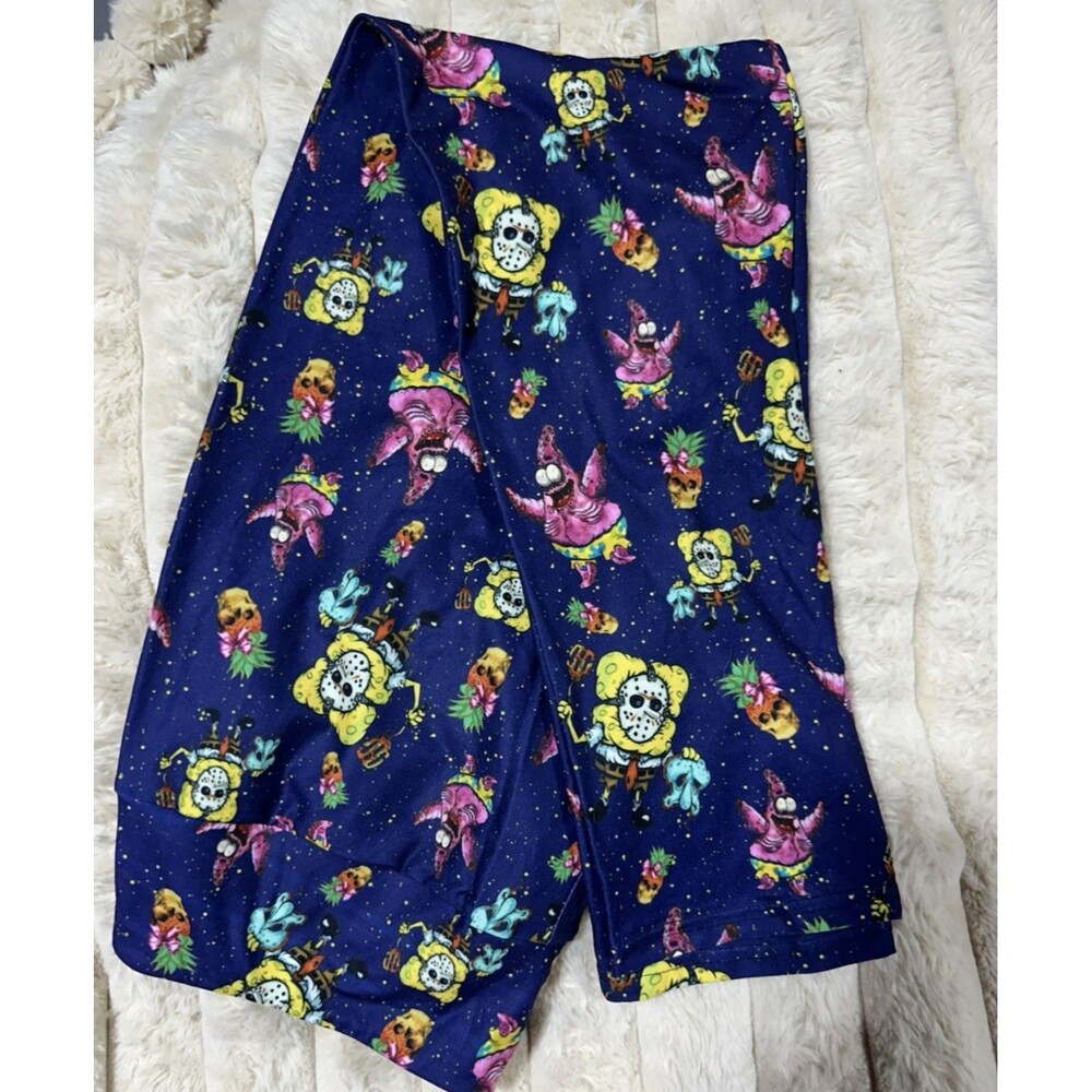 Peachy Mama Women's Leggings TC2 Halloween Monsters Navy blue NWT Plus Size